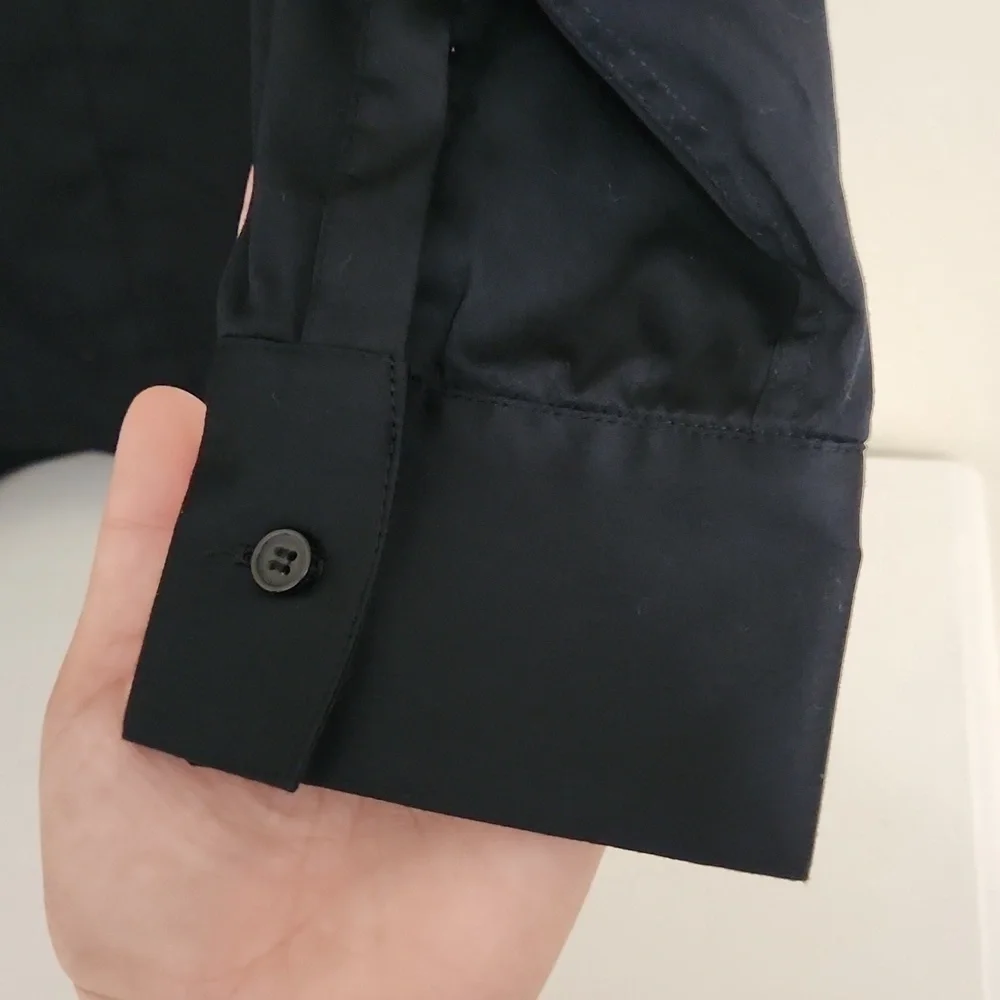 Soft Surroundings Black Button Down Classy Sophisticated Pitch Black Color - Picture 4 of 12